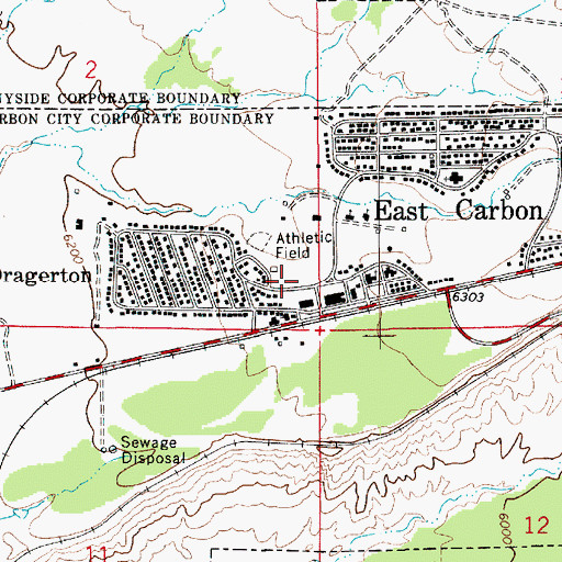 Topographic Map of East Carbon Post Office, UT