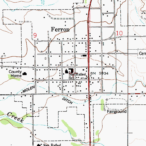 Topographic Map of Ferron Post Office, UT