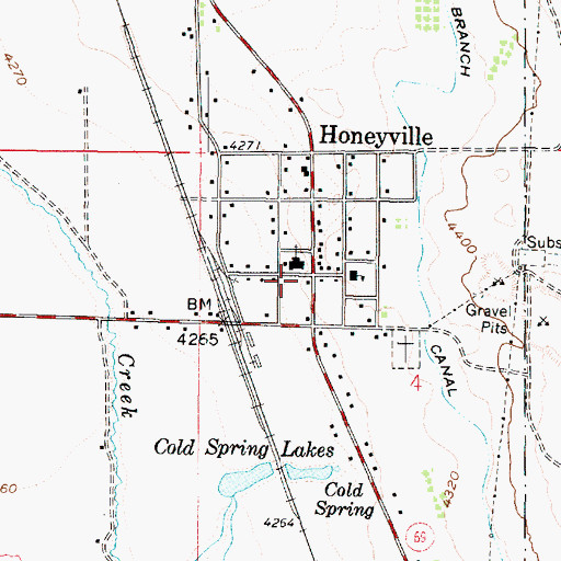 Topographic Map of Honeyville Post Office, UT