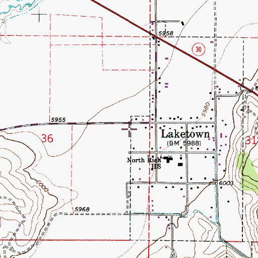 Topographic Map of Laketown Post Office, UT