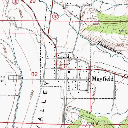 Topographic Map of Mayfield Post Office, UT