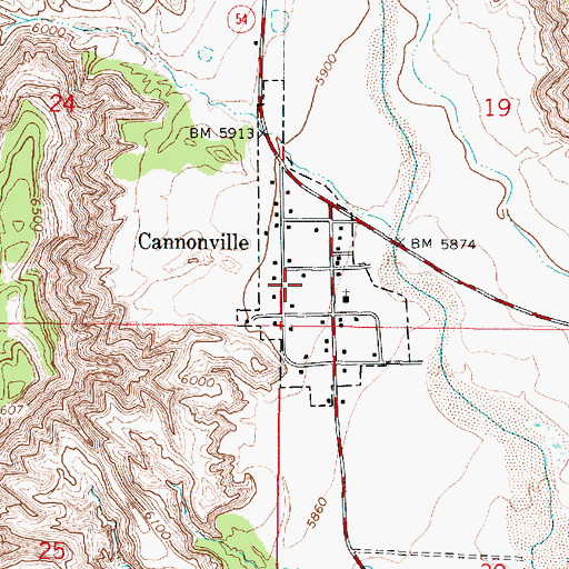 Topographic Map of Cannonville Post Office, UT
