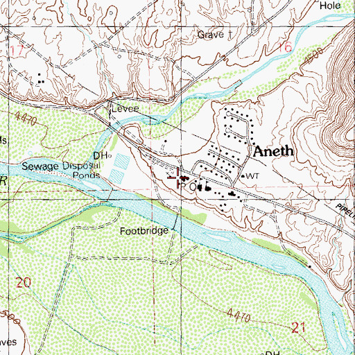 Topographic Map of Aneth Post Office, UT