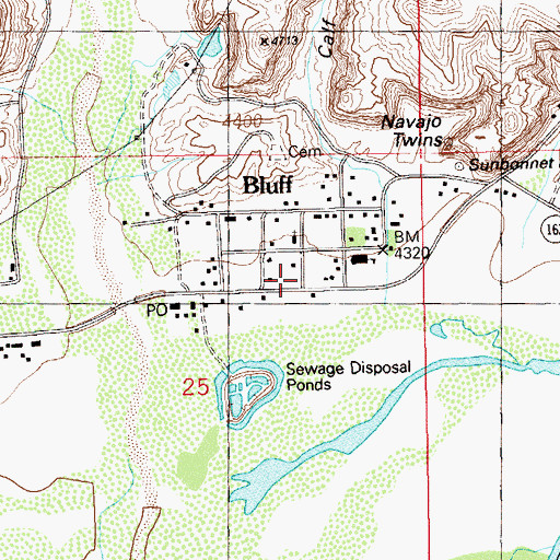 Topographic Map of Bluff Post Office, UT