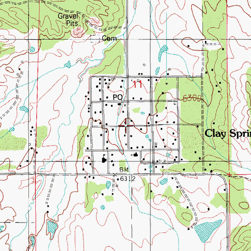 Topographic Map of Clay Springs, AZ