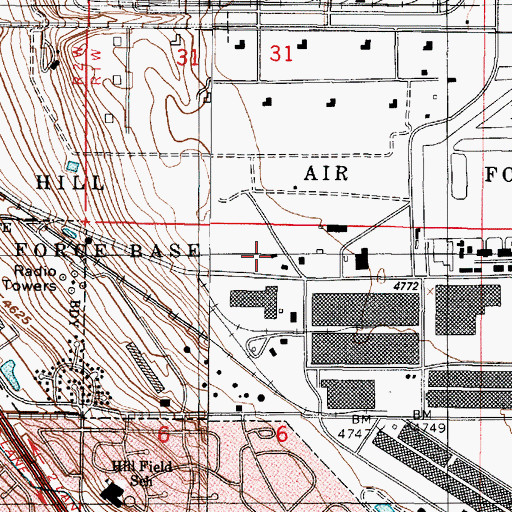 Topographic Map of Hill Air Force Base Post Office, UT