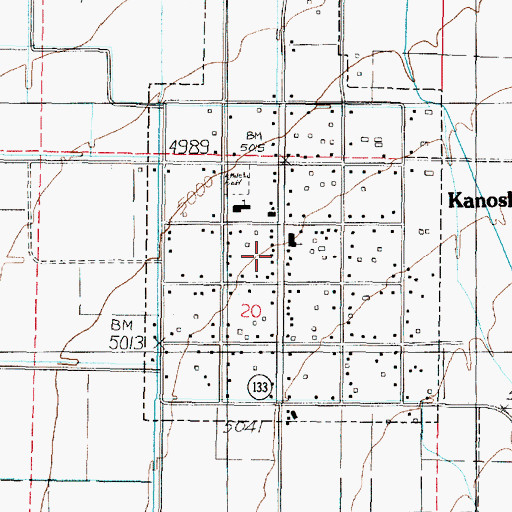 Topographic Map of Kanosh Post Office, UT