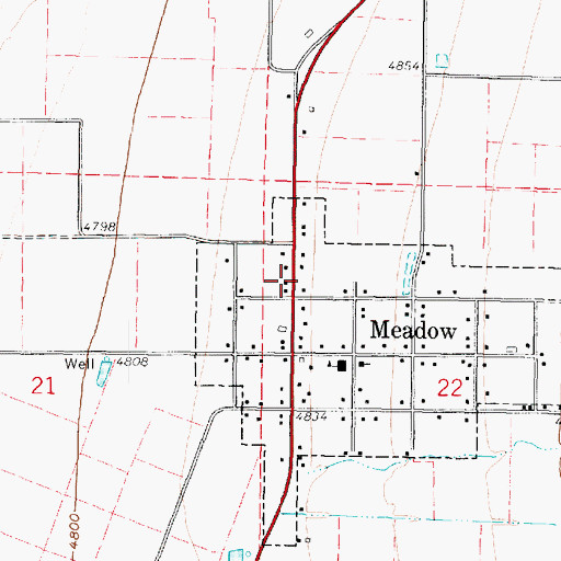 Topographic Map of Meadow Post Office, UT