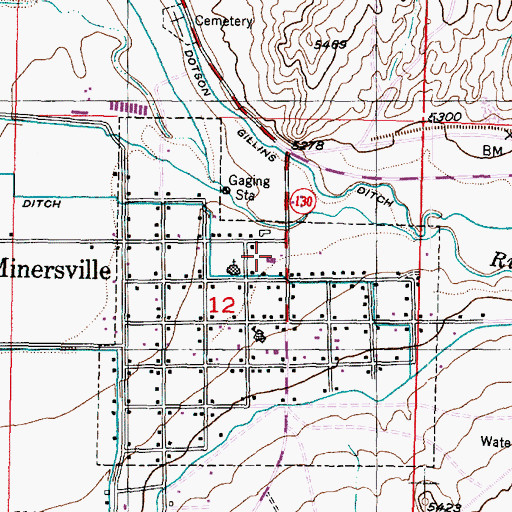 Topographic Map of Minersville Post Office, UT