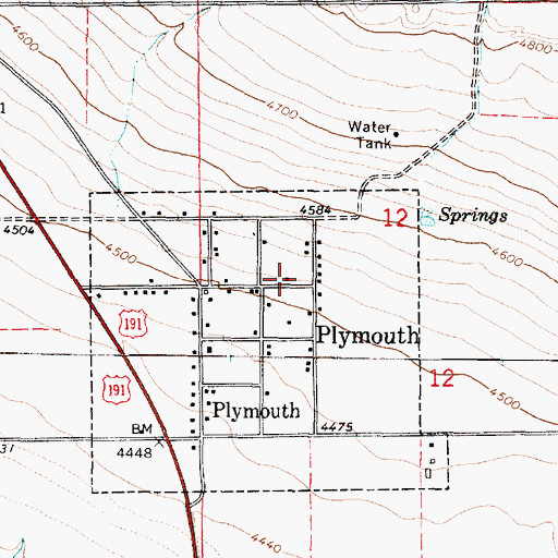 Topographic Map of Plymouth Post Office, UT