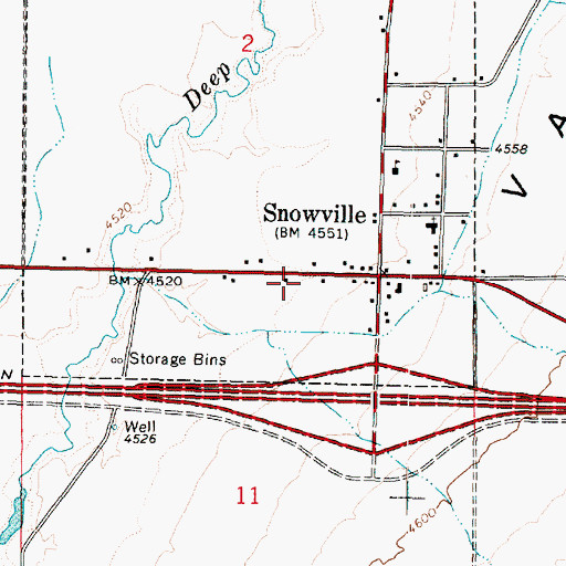 Topographic Map of Snowville Post Office, UT