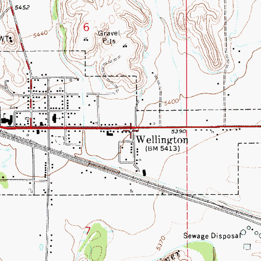 Topographic Map of Wellington Post Office, UT