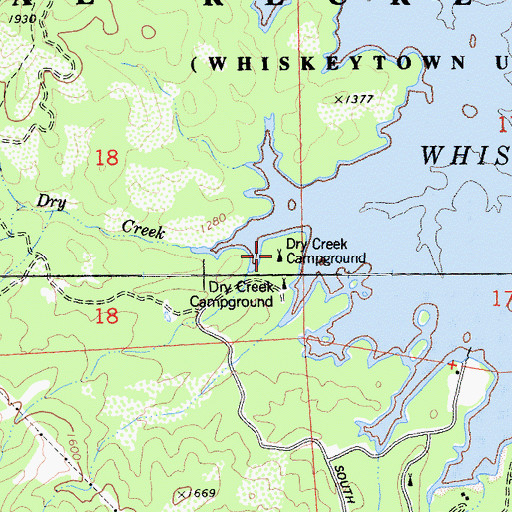 Topographic Map of Dry Creek Campground, CA