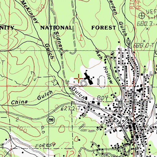 Topographic Map of Trinity High School, CA