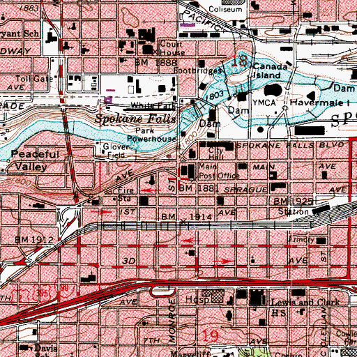 Topographic Map of Riverside Post Office, WA