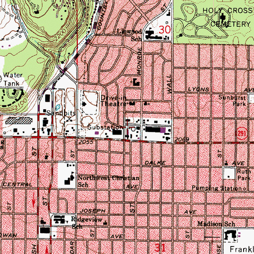 Topographic Map of Rosewood Post Office, WA
