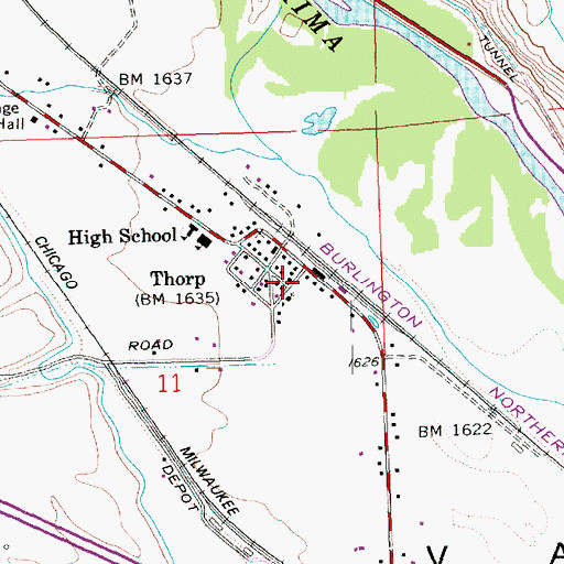 Topographic Map of Thorp Post Office, WA