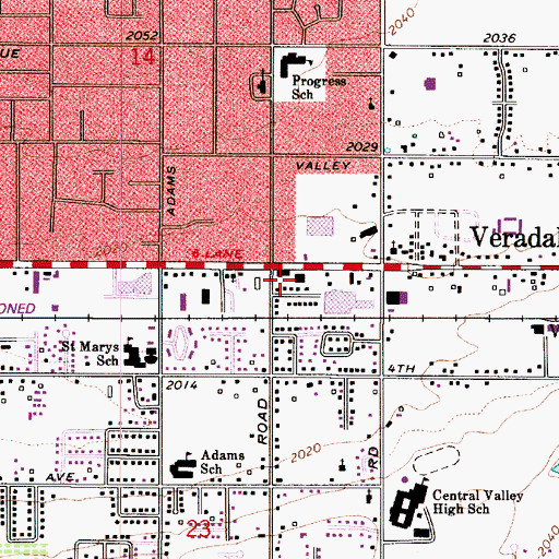 Topographic Map of Veradale Post Office, WA