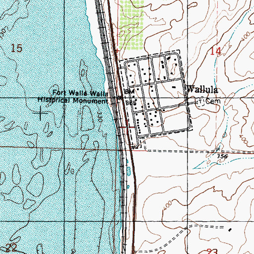 Topographic Map of Wallula Post Office, WA