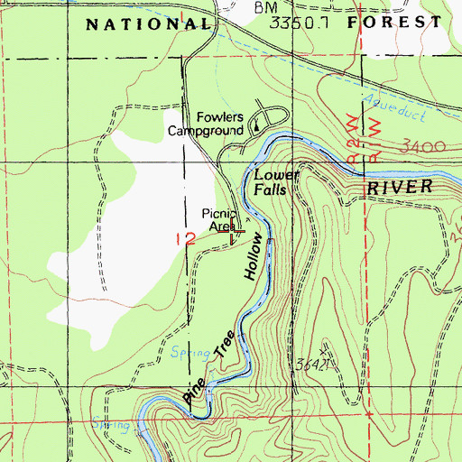 Topographic Map of Lower Falls Picnic Site, CA