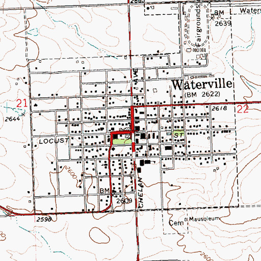 Topographic Map of Waterville Post Office, WA