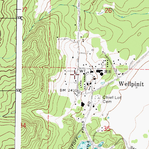 Topographic Map of Willipit Post Office, WA