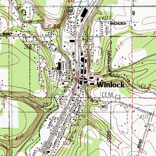 Topographic Map of Winlock Post Office, WA