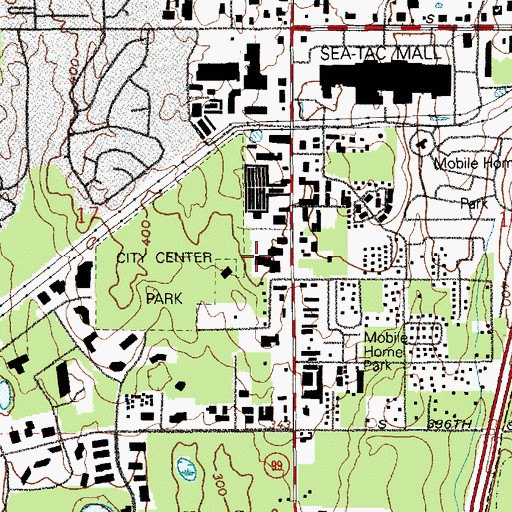 Topographic Map of Federal Way Post Office, WA