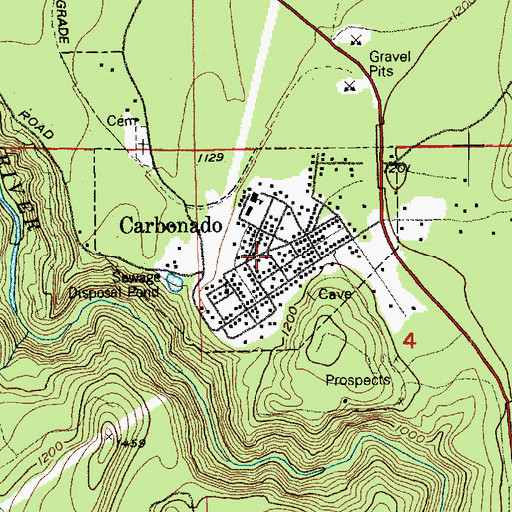 Topographic Map of Carbonado Post Office, WA