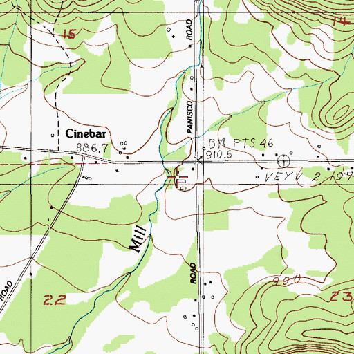 Topographic Map of Cinebar Post Office, WA