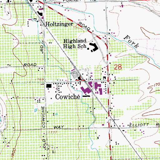 Topographic Map of Cowiche Post Office, WA
