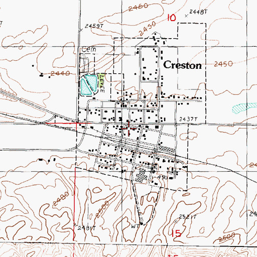 Topographic Map of Creston Post Office, WA