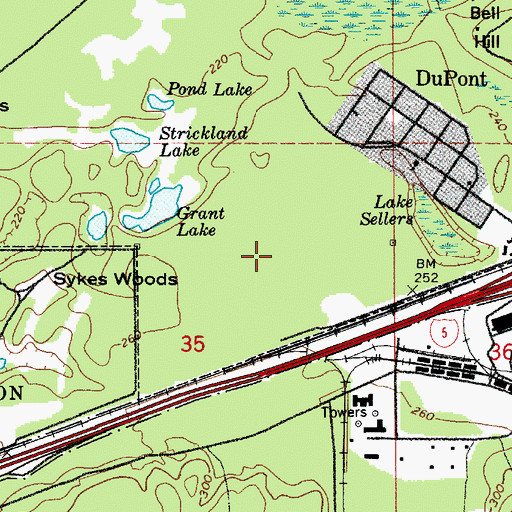 Topographic Map of Dupont Post Office, WA