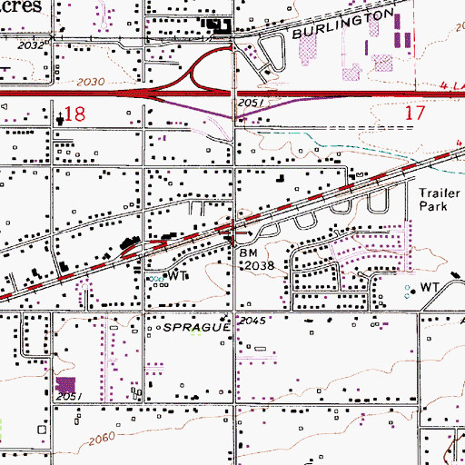Topographic Map of Greenacres Post Office, WA