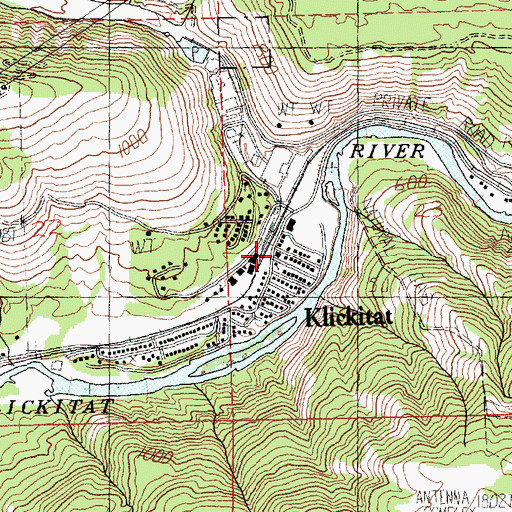 Topographic Map of Klickitat Post Office, WA