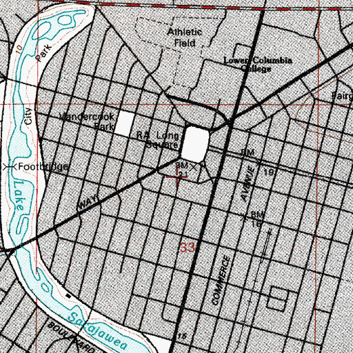 Topographic Map of Longview Post Office, WA