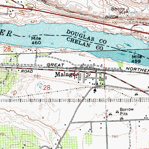 Topographic Map of Malaga Post Office, WA