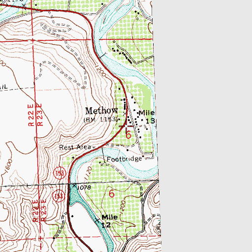 Topographic Map of Methow Post Office, WA