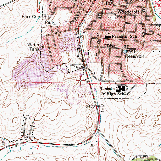 Topographic Map of Pullman Post Office, WA