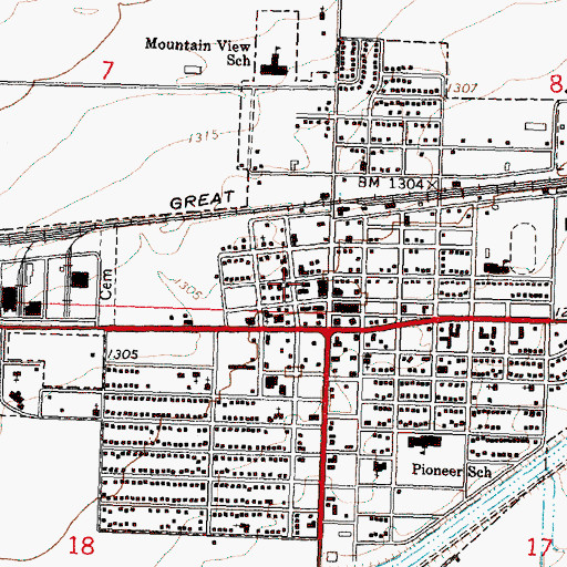 Topographic Map of Quincy Post Office, WA