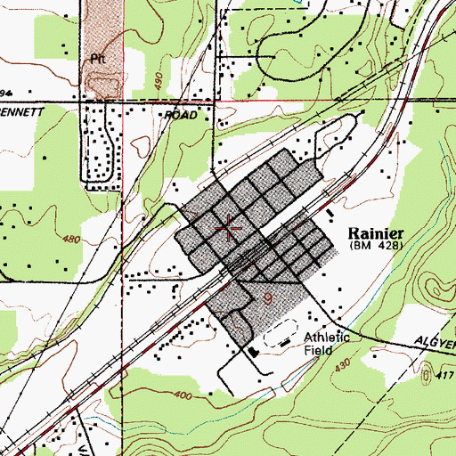 Topographic Map of Rainier Post Office, WA