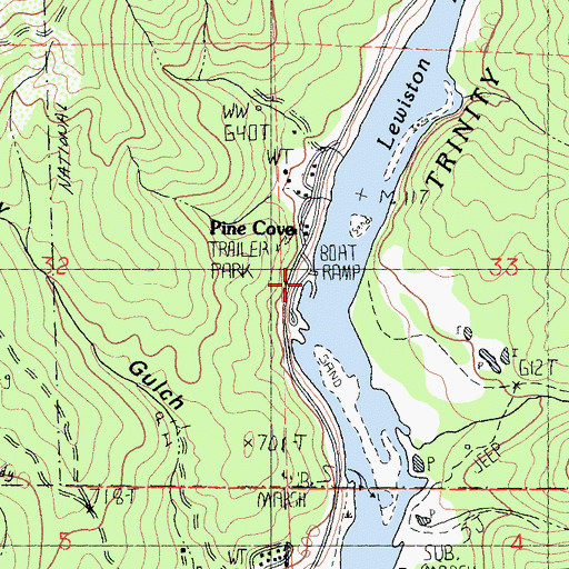 Topographic Map of Pine Cove Boat Launching Ramp, CA