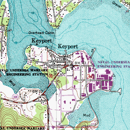 Topographic Map of Keyport Post Office, WA