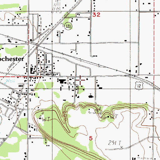 Topographic Map of Rochester Post Office, WA