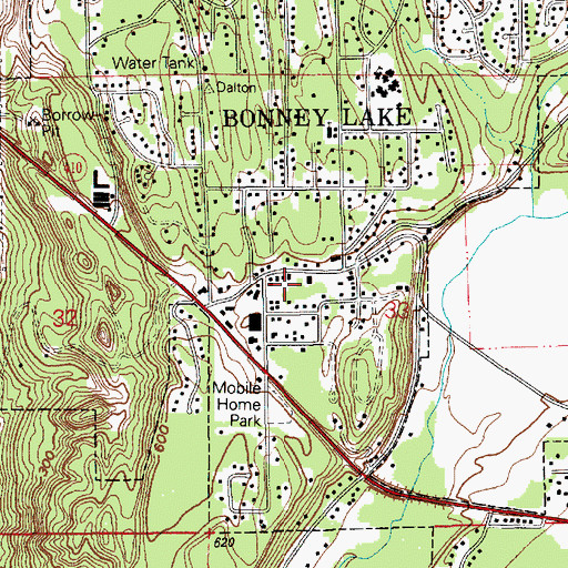 Topographic Map of Bonney Lake Post Office, WA