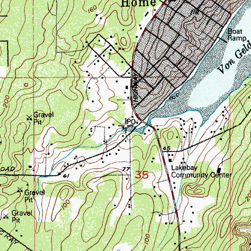 Topographic Map of Lakebay Post Office, WA