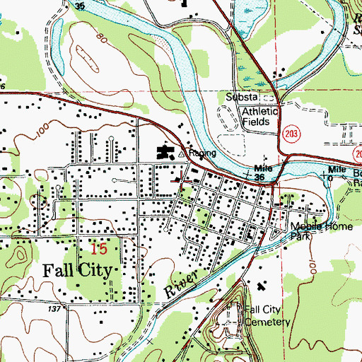Topographic Map of Fall City Post Office, WA