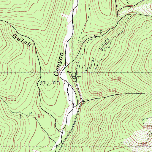 Topographic Map of Canyon Creek Trailhead Parking, CA