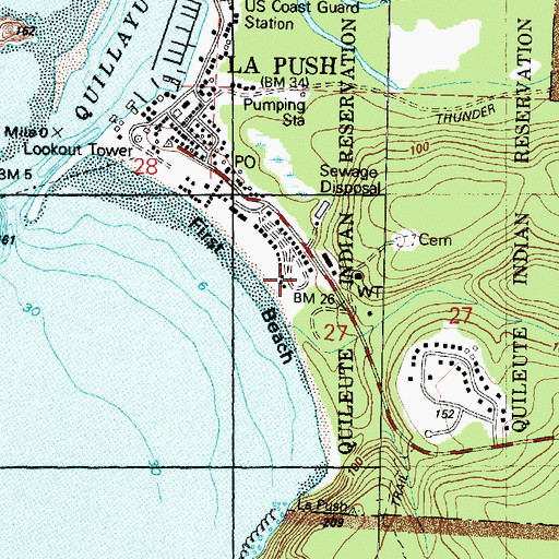 Topographic Map of La Push Post Office, WA