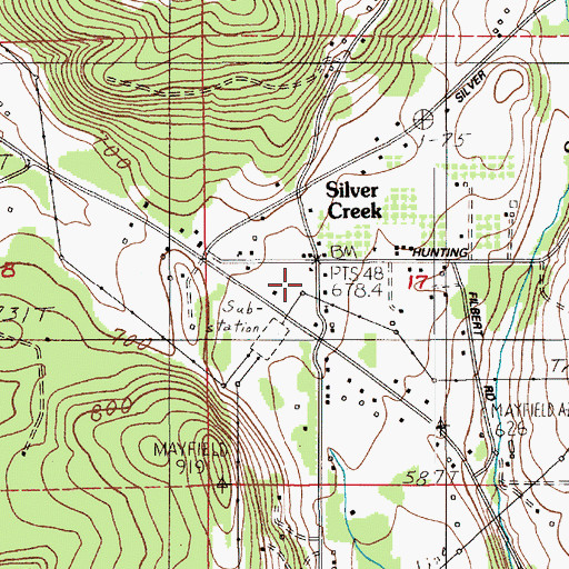 Topographic Map of Silver Creek Post Office, WA